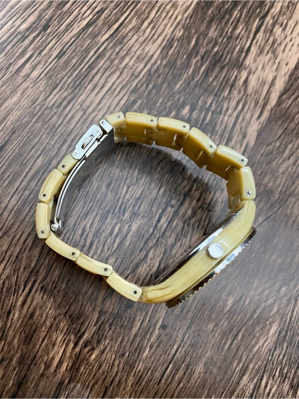 Ladies Fossil Mother of Pearl Dial ES2457 cream ceramic band working